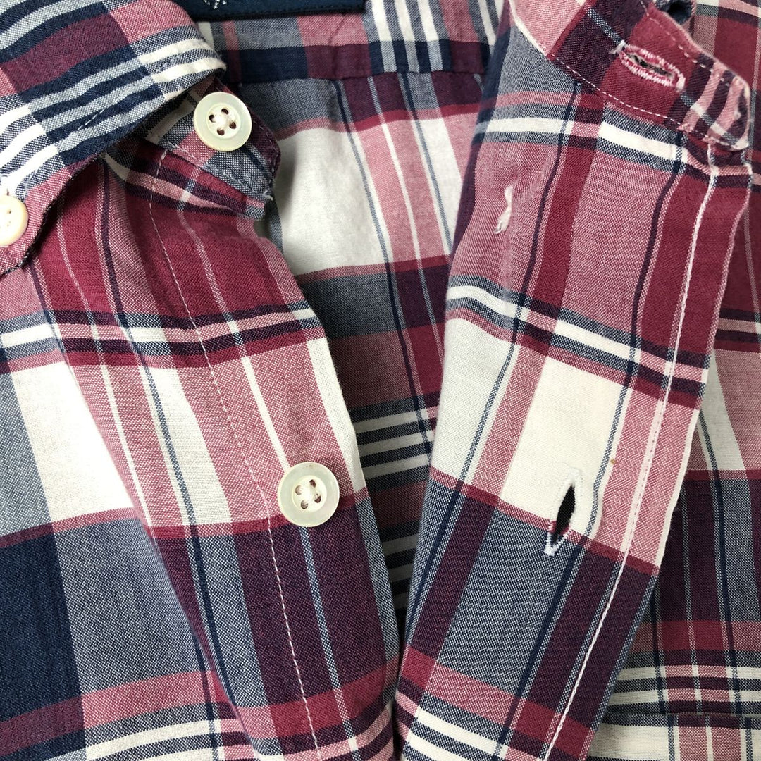 Ralph Lauren short-sleeved button-down check shirt, made in India, men's size L equivalent. cotton Red type red-purple Vintage Second Hand