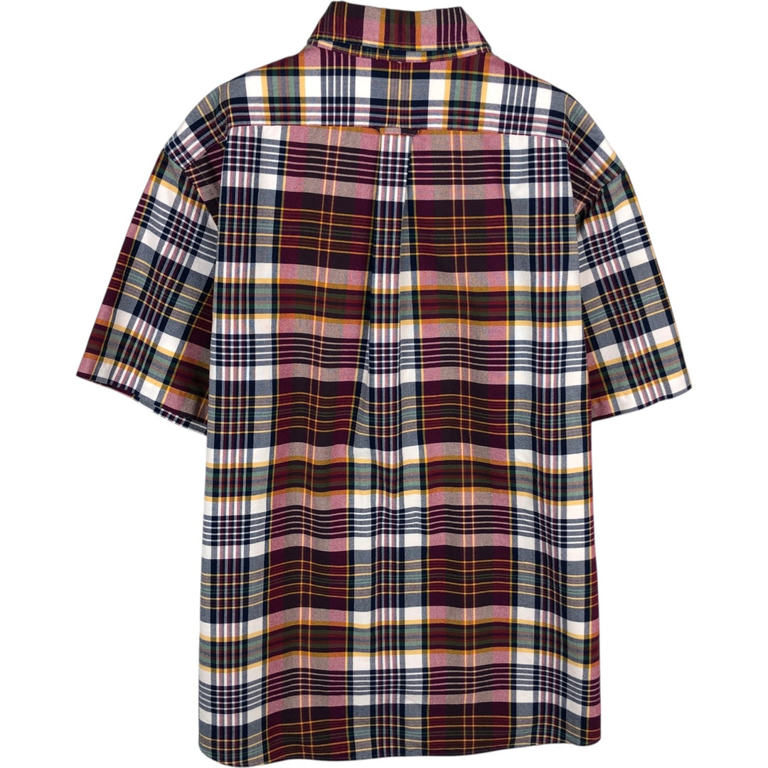 Ralph Lauren Classic Fit short sleeve button down check shirt, men's size L cotton wine-red Vintage Second Hand