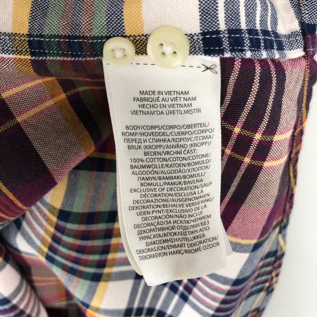 Ralph Lauren Classic Fit short sleeve button down check shirt, men's size L cotton wine-red Vintage Second Hand