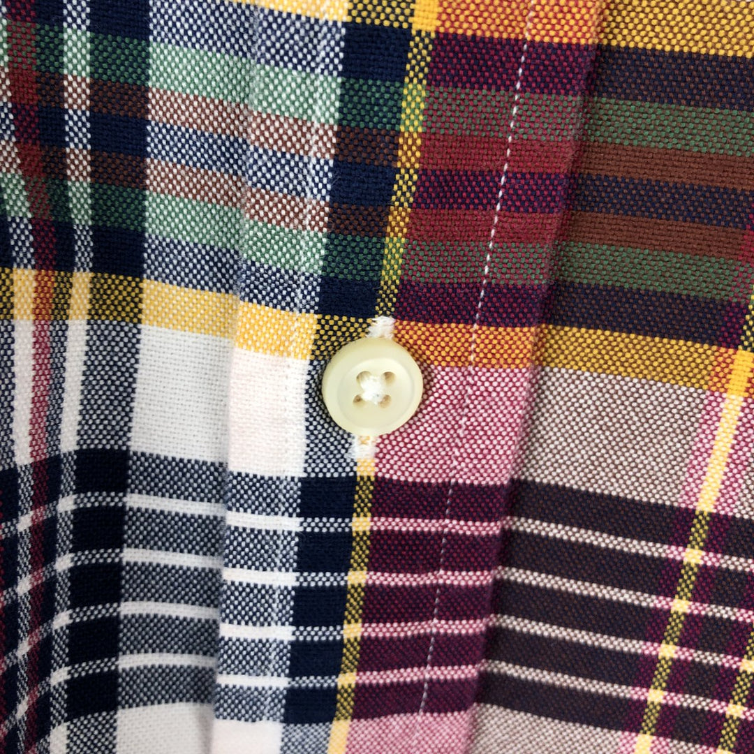 Ralph Lauren Classic Fit short sleeve button down check shirt, men's size L cotton wine-red Vintage Second Hand