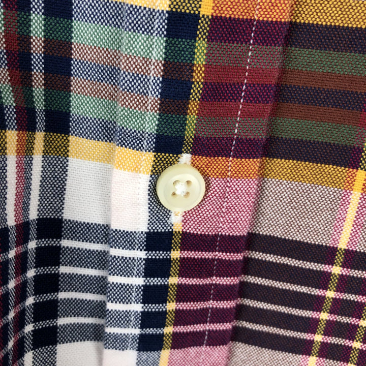 Ralph Lauren Classic Fit short sleeve button down check shirt, men's size L cotton wine-red Vintage Second Hand