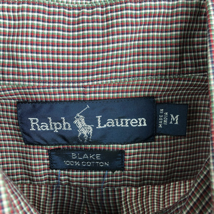 Ralph Lauren BLAKE short sleeve button down check shirt, men's size M cotton red type Vintage Second Hand