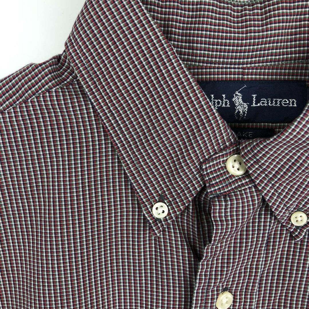 Ralph Lauren BLAKE short sleeve button down check shirt, men's size M cotton red type Vintage Second Hand