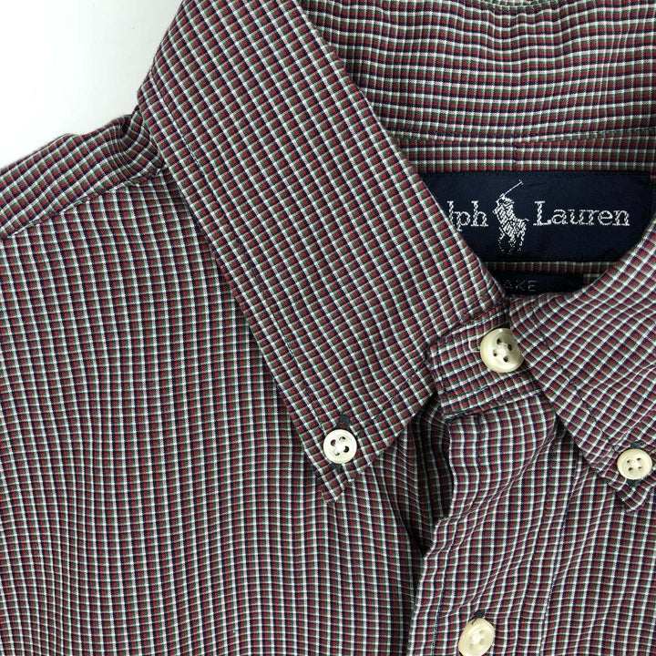 Ralph Lauren BLAKE short sleeve button down check shirt, men's size M cotton red type Vintage Second Hand