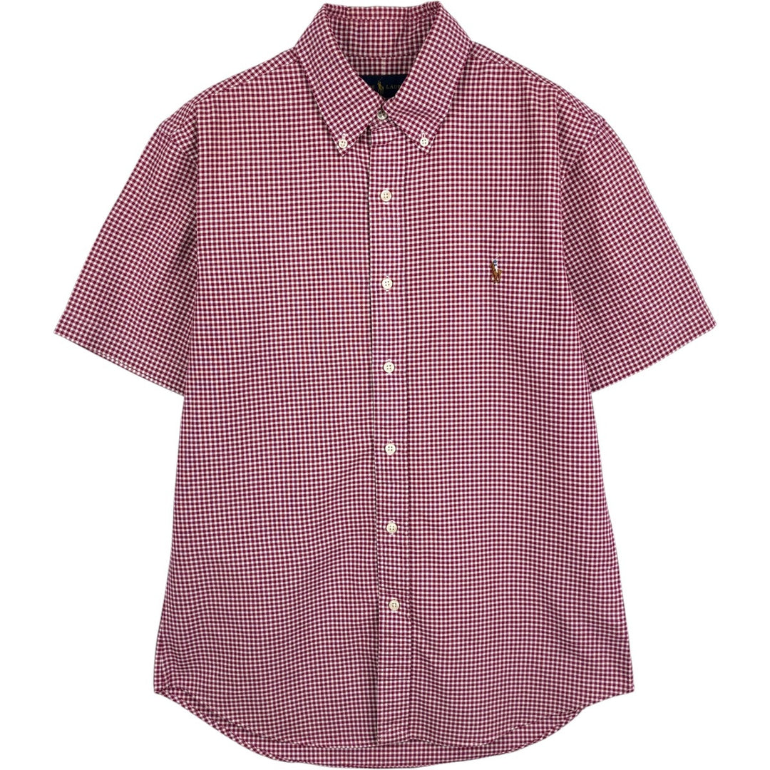Ralph Lauren SLIM FIT Gingham Check Short-Sleeve Button-Down Check Shirt (Men's Size M) cotton red type Vintage Second Hand