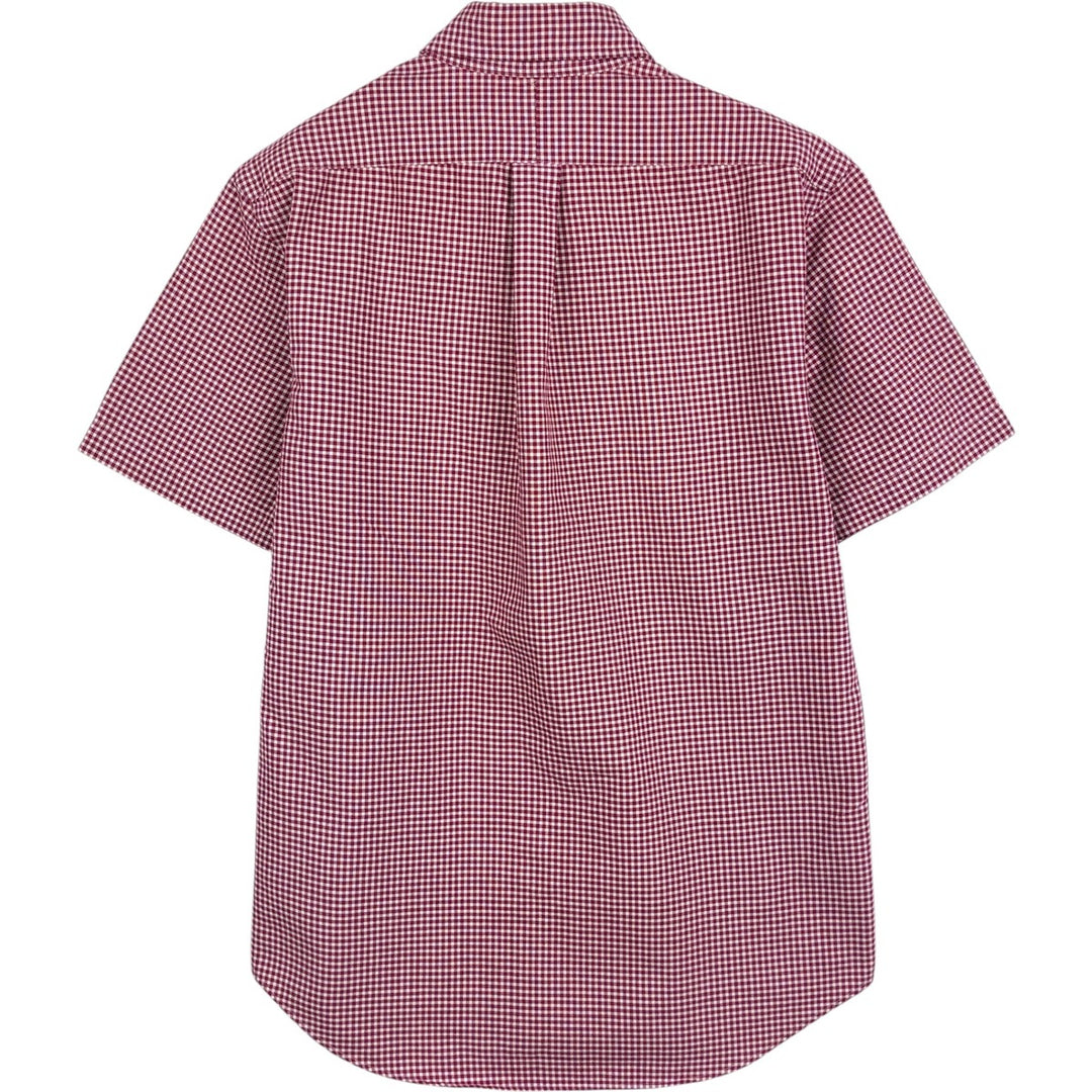 Ralph Lauren SLIM FIT Gingham Check Short-Sleeve Button-Down Check Shirt (Men's Size M) cotton red type Vintage Second Hand