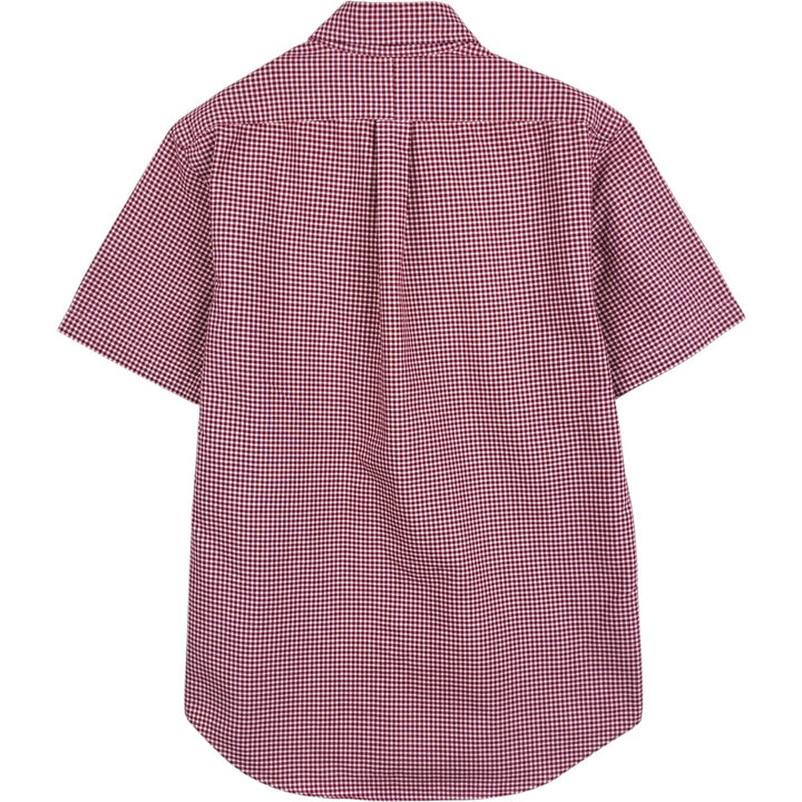 Ralph Lauren SLIM FIT Gingham Check Short-Sleeve Button-Down Check Shirt (Men's Size M) cotton red type Vintage Second Hand