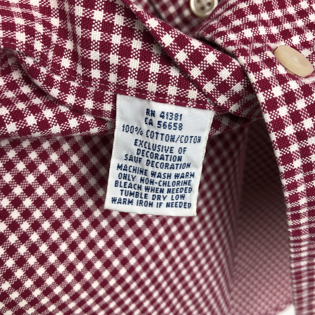 Ralph Lauren SLIM FIT Gingham Check Short-Sleeve Button-Down Check Shirt (Men's Size M) cotton red type Vintage Second Hand
