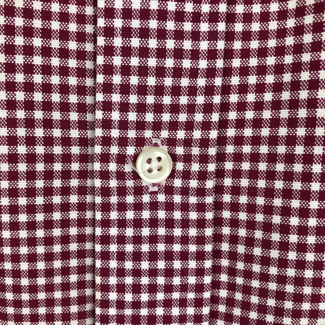 Ralph Lauren SLIM FIT Gingham Check Short-Sleeve Button-Down Check Shirt (Men's Size M) cotton red type Vintage Second Hand