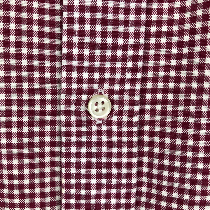 Ralph Lauren SLIM FIT Gingham Check Short-Sleeve Button-Down Check Shirt (Men's Size M) cotton red type Vintage Second Hand