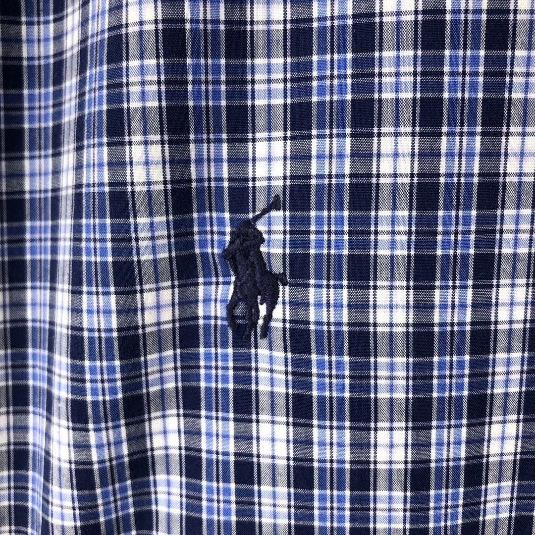 Ralph Lauren BLAKE short sleeve button down check shirt, men's size L cotton blue type Vintage Second Hand
