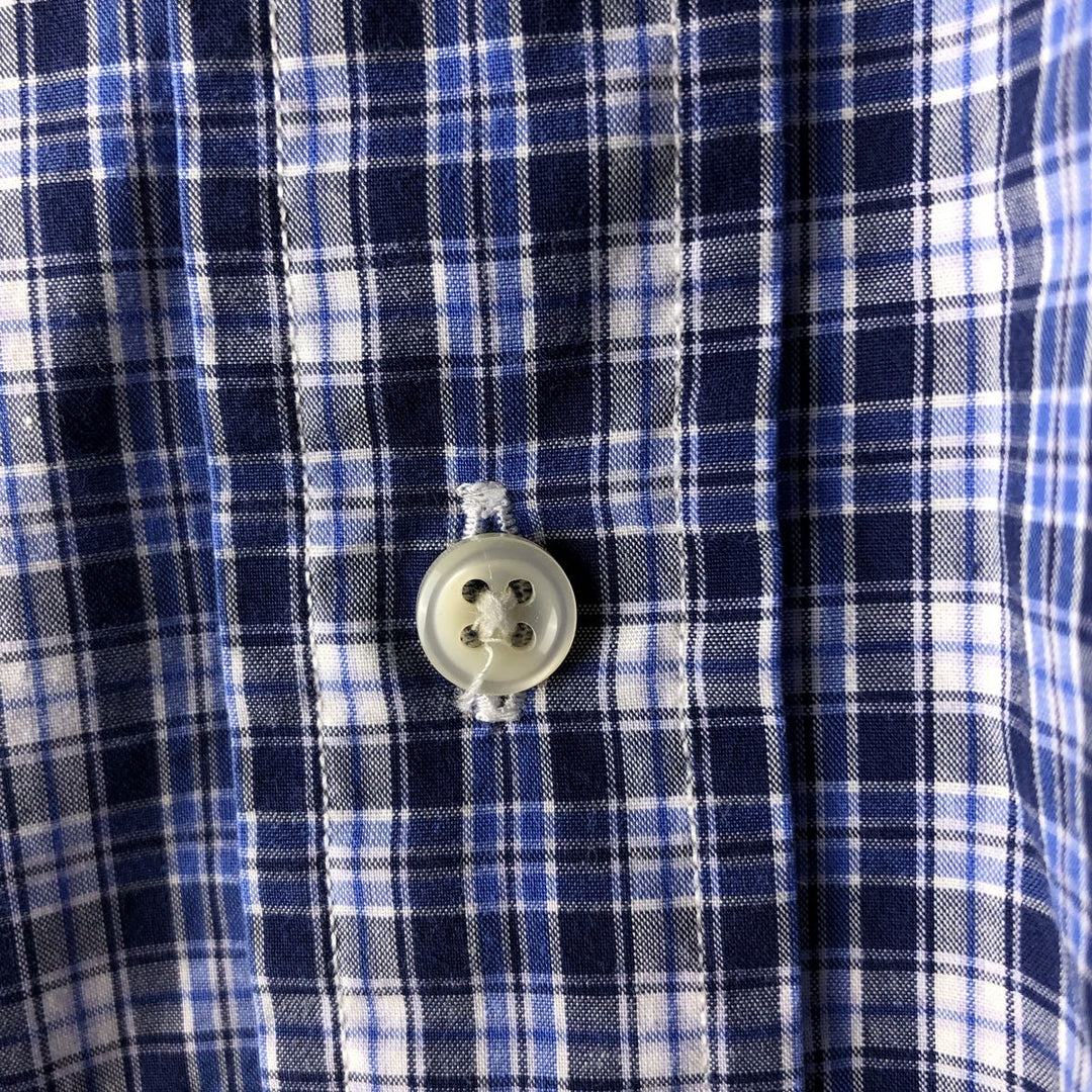 Ralph Lauren BLAKE short sleeve button down check shirt, men's size L cotton blue type Vintage Second Hand