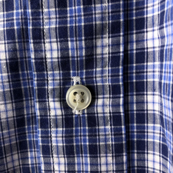 Ralph Lauren BLAKE short sleeve button down check shirt, men's size L cotton blue type Vintage Second Hand
