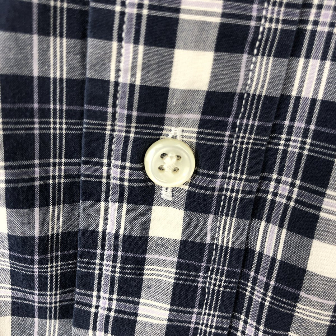 Ralph Lauren BLAKE Check Pattern Short-Sleeve Button-Down Check Shirt, Men's Size XL (approx.) cotton navy blue type Vintage Second Hand