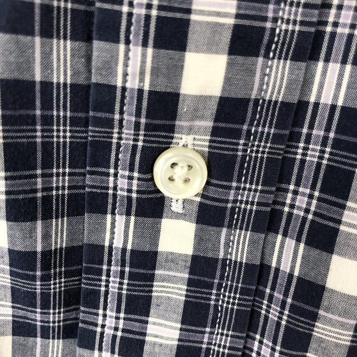 Ralph Lauren BLAKE Check Pattern Short-Sleeve Button-Down Check Shirt, Men's Size XL (approx.) cotton navy blue type Vintage Second Hand