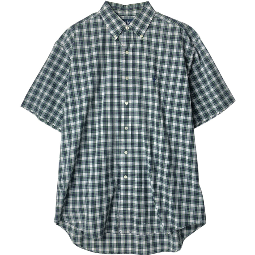 Ralph Lauren BLAKE long sleeve button down check shirt, men's size L cotton navy blue type Vintage Second Hand