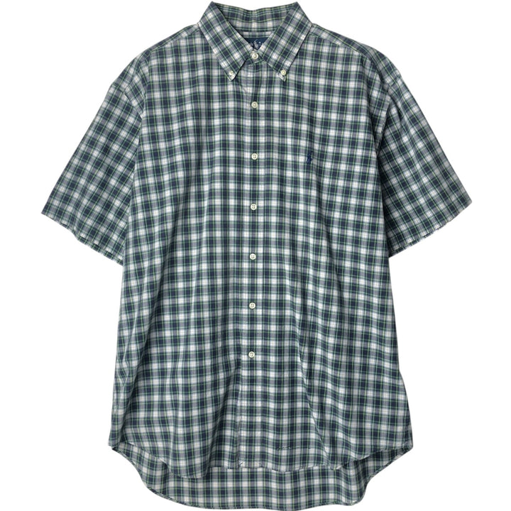 Ralph Lauren BLAKE long sleeve button down check shirt, men's size L cotton navy blue type Vintage Second Hand
