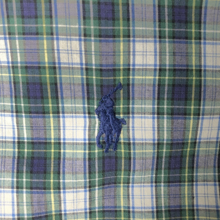 Ralph Lauren BLAKE long sleeve button down check shirt, men's size L cotton navy blue type Vintage Second Hand