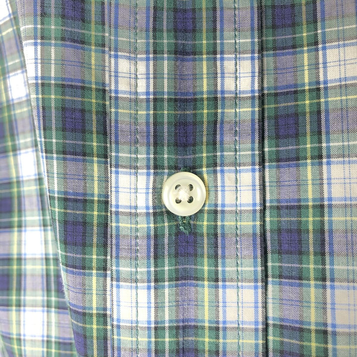 Ralph Lauren BLAKE long sleeve button down check shirt, men's size L cotton navy blue type Vintage Second Hand
