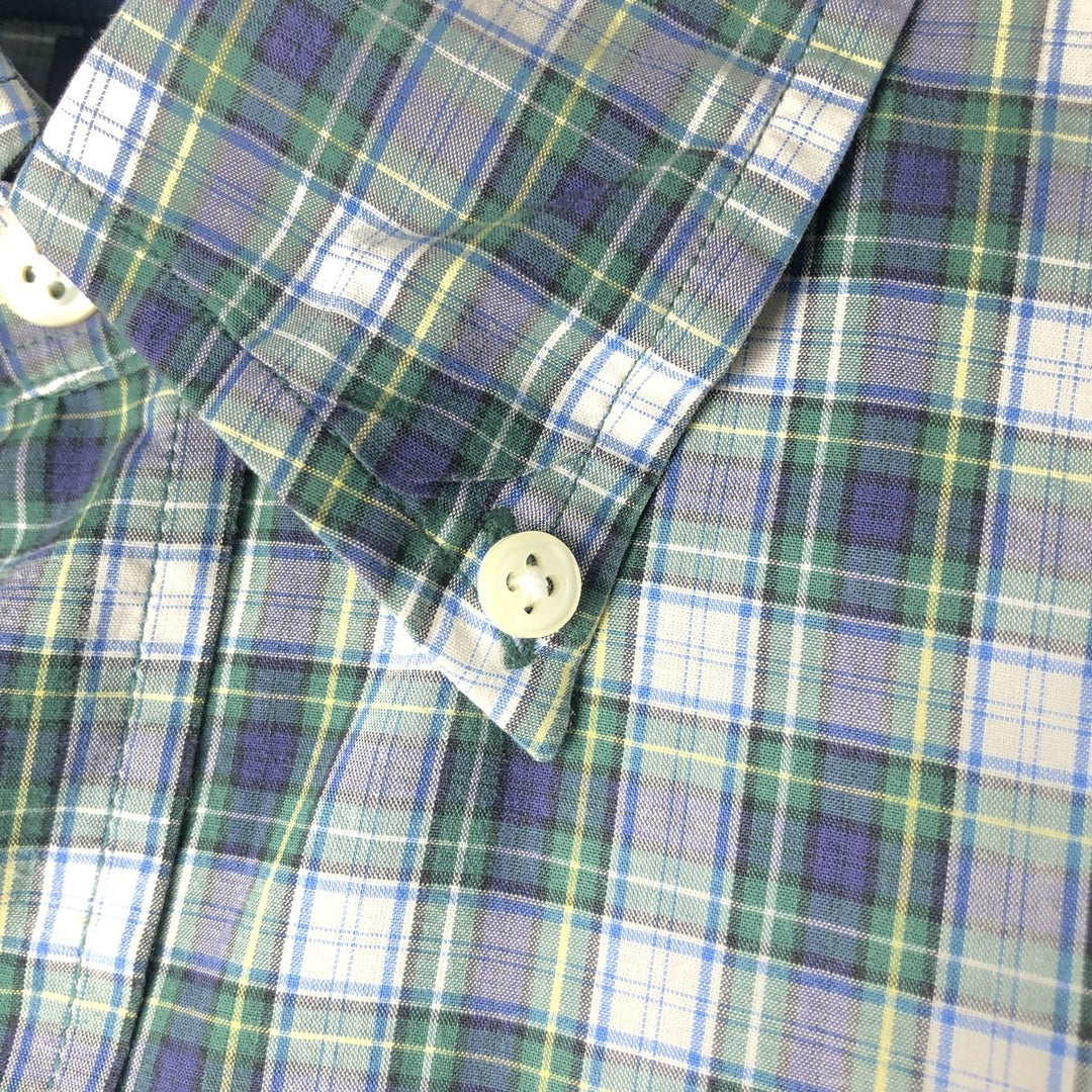 Ralph Lauren BLAKE long sleeve button down check shirt, men's size L cotton navy blue type Vintage Second Hand