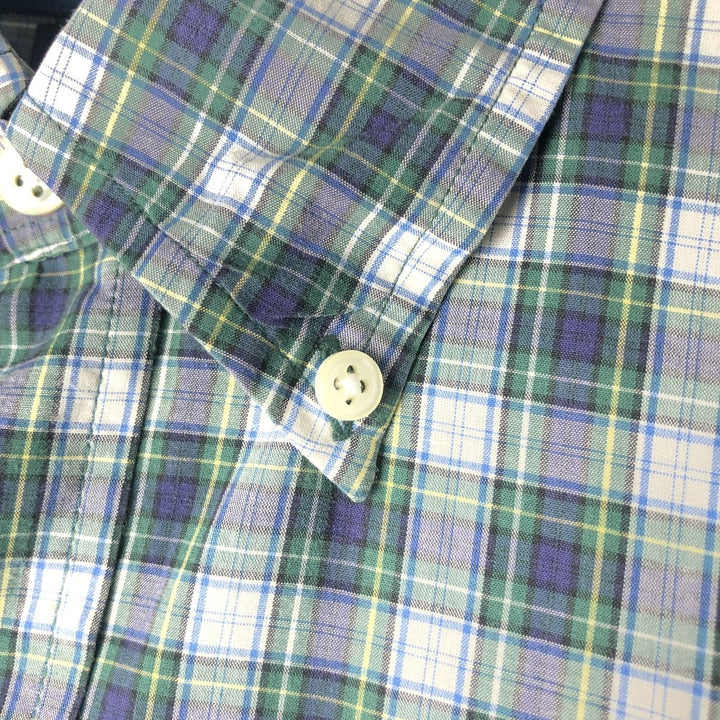Ralph Lauren BLAKE long sleeve button down check shirt, men's size L cotton navy blue type Vintage Second Hand