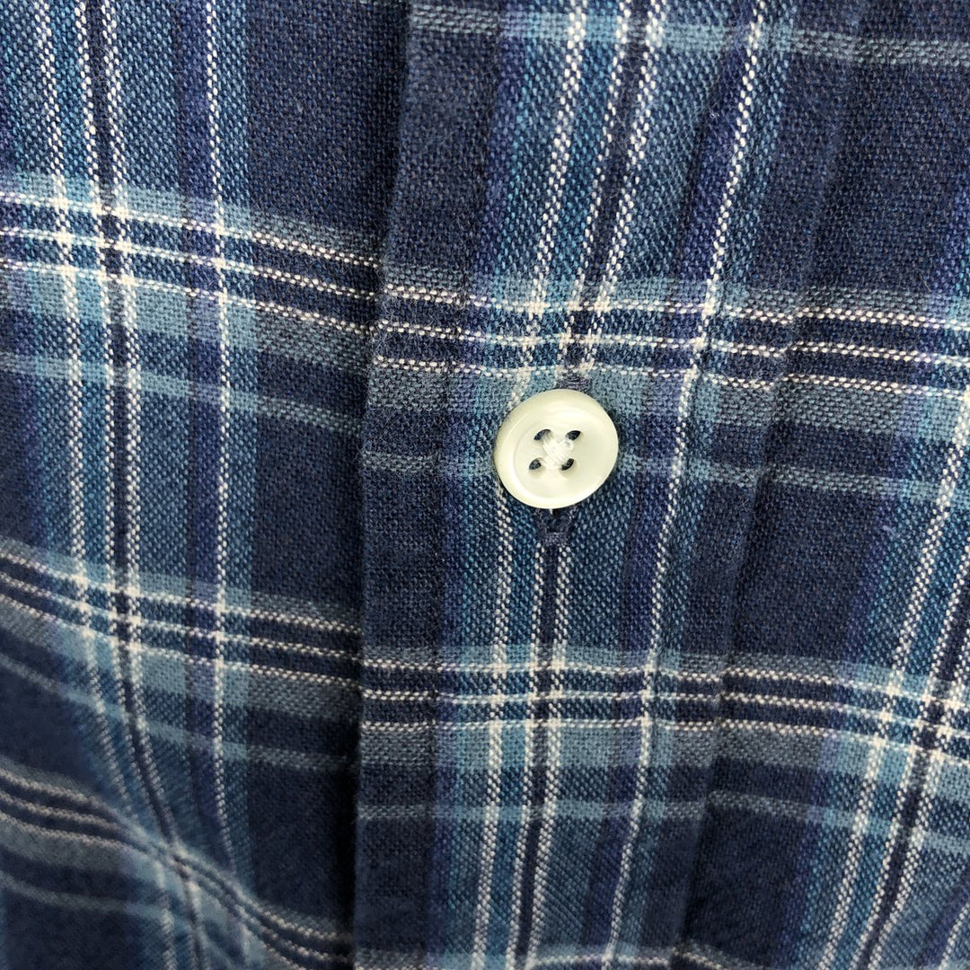 Ralph Lauren CUSTOM FIT short sleeve button down check shirt men's XL size cotton navy blue type Vintage Second Hand