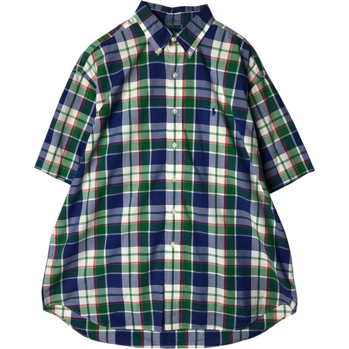 Ralph Lauren BLAKE short sleeve button down check shirt men's XL size cotton blue type Vintage Second Hand