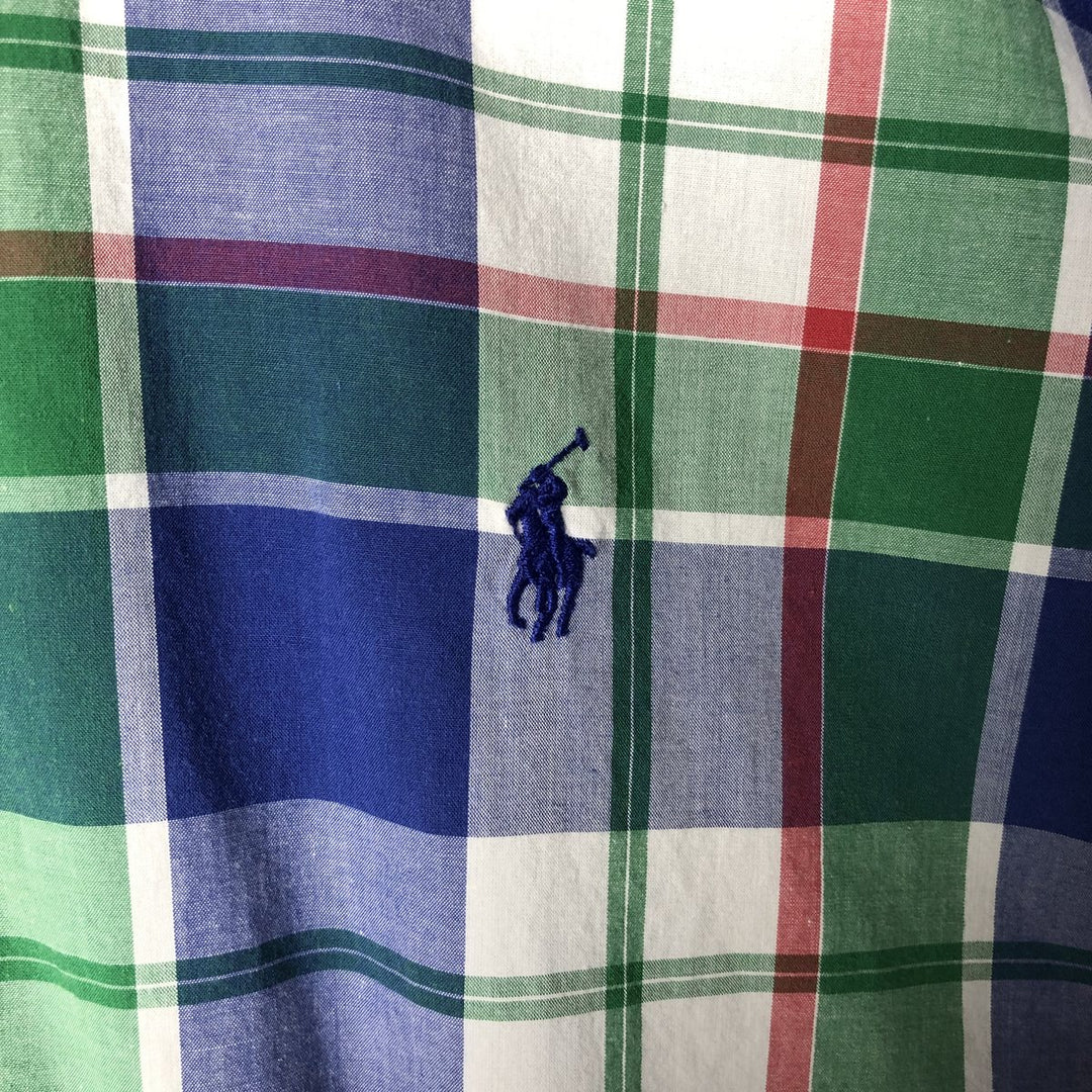 Ralph Lauren BLAKE short sleeve button down check shirt men's XL size cotton blue type Vintage Second Hand
