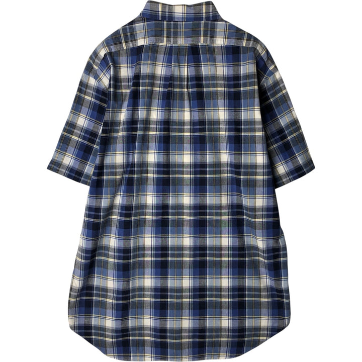 Ralph Lauren BLAKE short sleeve button down check shirt, men's size L cotton navy blue type Vintage Second Hand