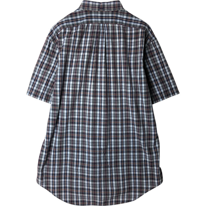 Ralph Lauren Classic Fit Short Sleeve Button Down Check Shirt Men's Size L cotton navy blue type Vintage Second Hand
