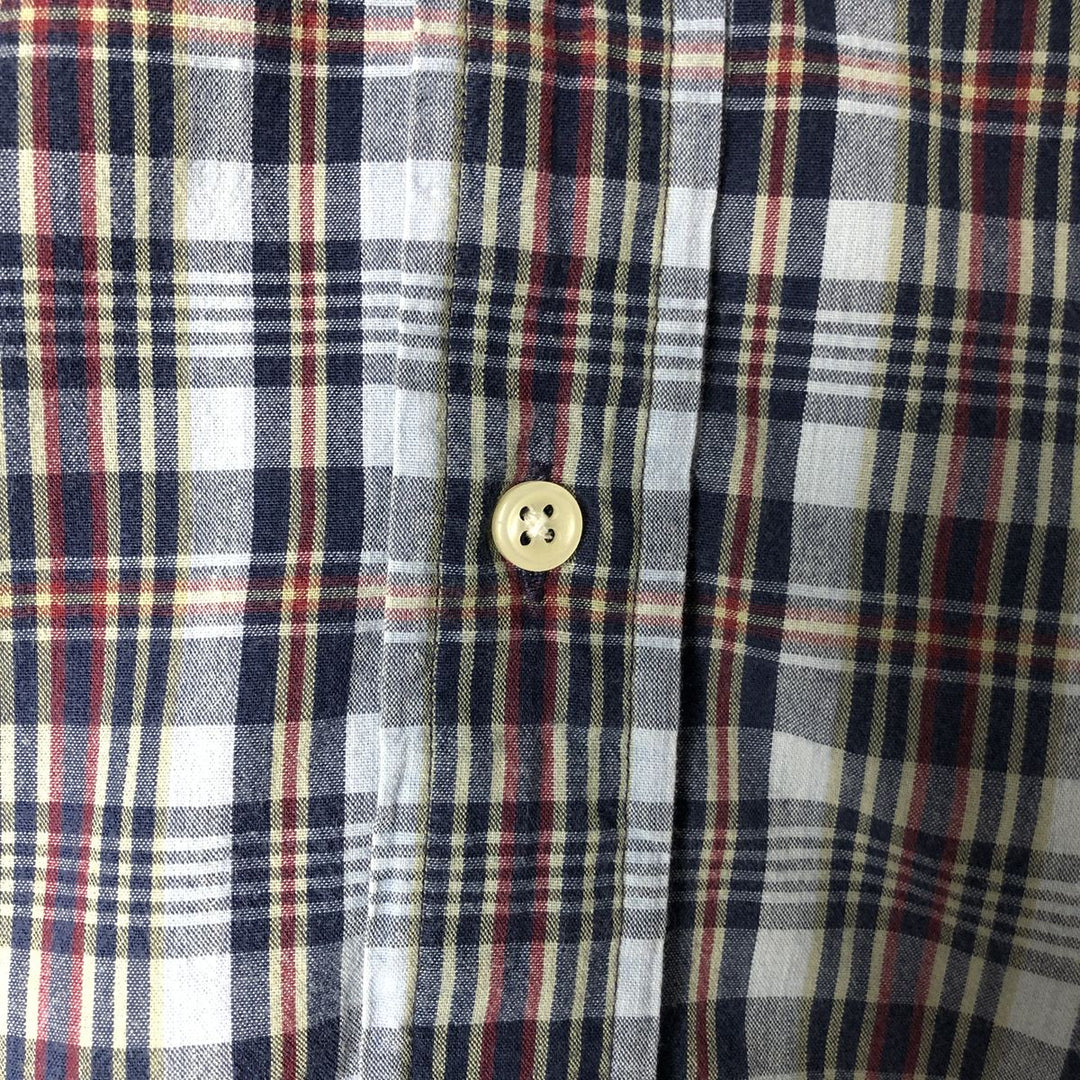 Ralph Lauren Classic Fit Short Sleeve Button Down Check Shirt Men's Size L cotton navy blue type Vintage Second Hand