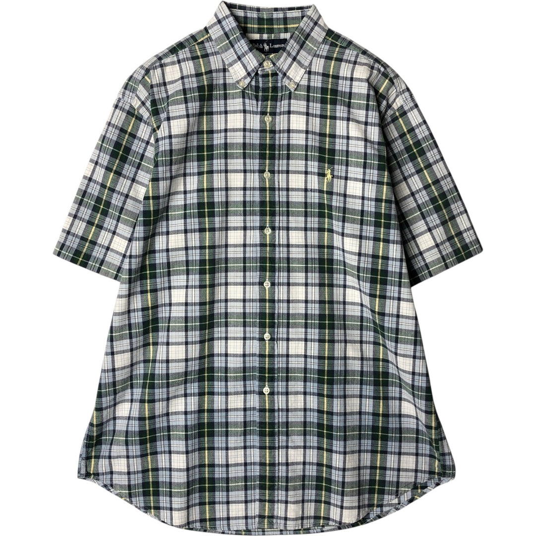 Ralph Lauren BLAKE short sleeve button down check shirt, men's size L cotton Blue type light blue Vintage Second Hand