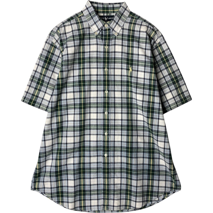 Ralph Lauren BLAKE short sleeve button down check shirt, men's size L cotton Blue type light blue Vintage Second Hand
