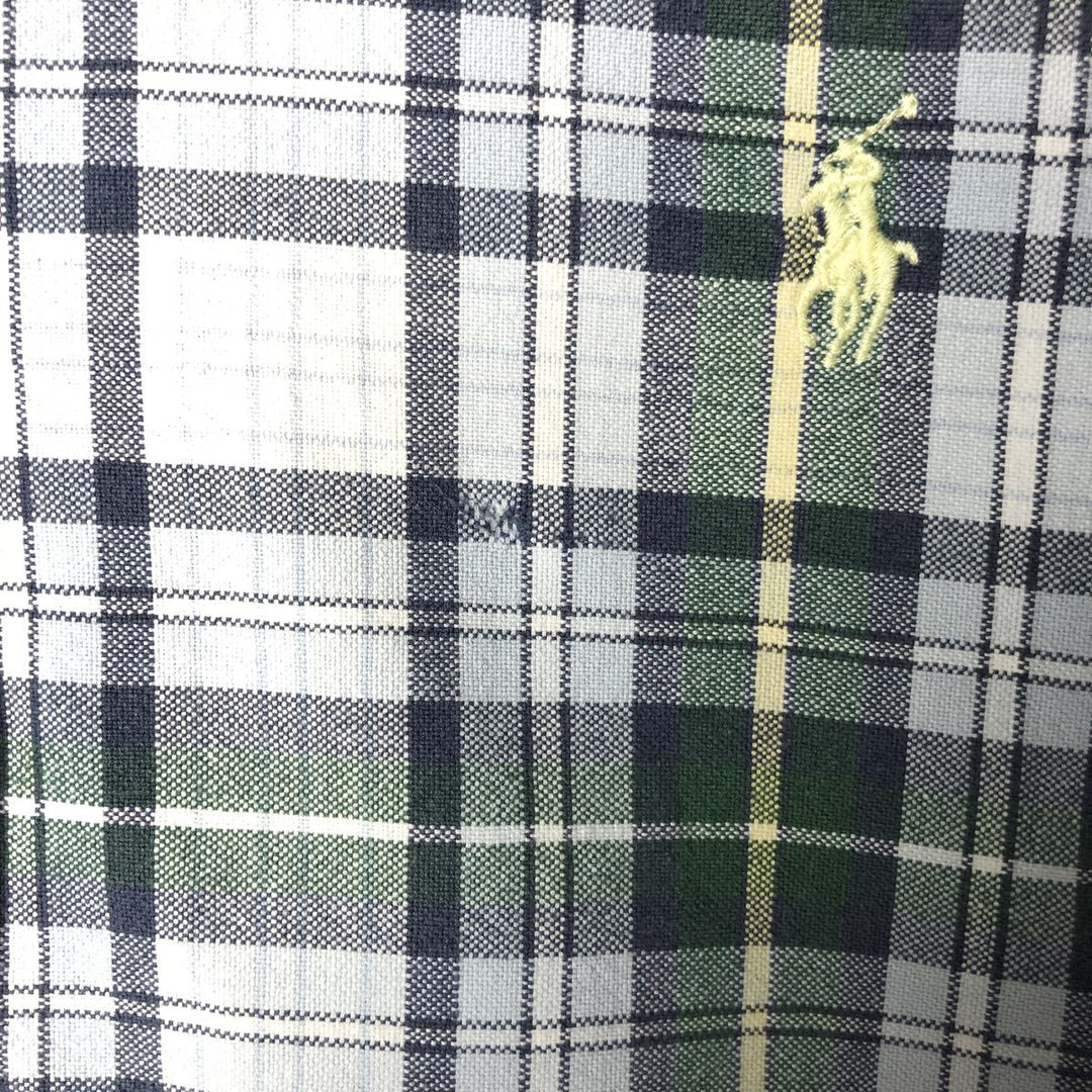 Ralph Lauren BLAKE short sleeve button down check shirt, men's size L cotton Blue type light blue Vintage Second Hand