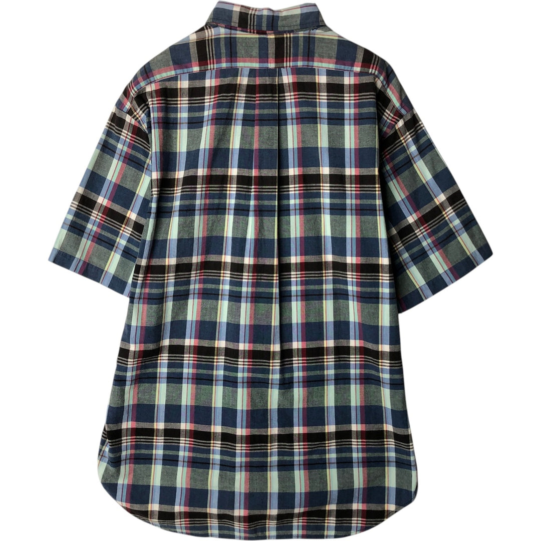 Ralph Lauren BLAKE short sleeve button down check shirt, men's size L cotton blue type Vintage Second Hand