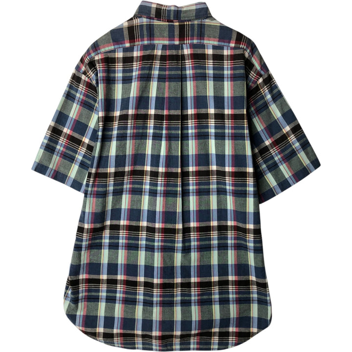 Ralph Lauren BLAKE short sleeve button down check shirt, men's size L cotton blue type Vintage Second Hand