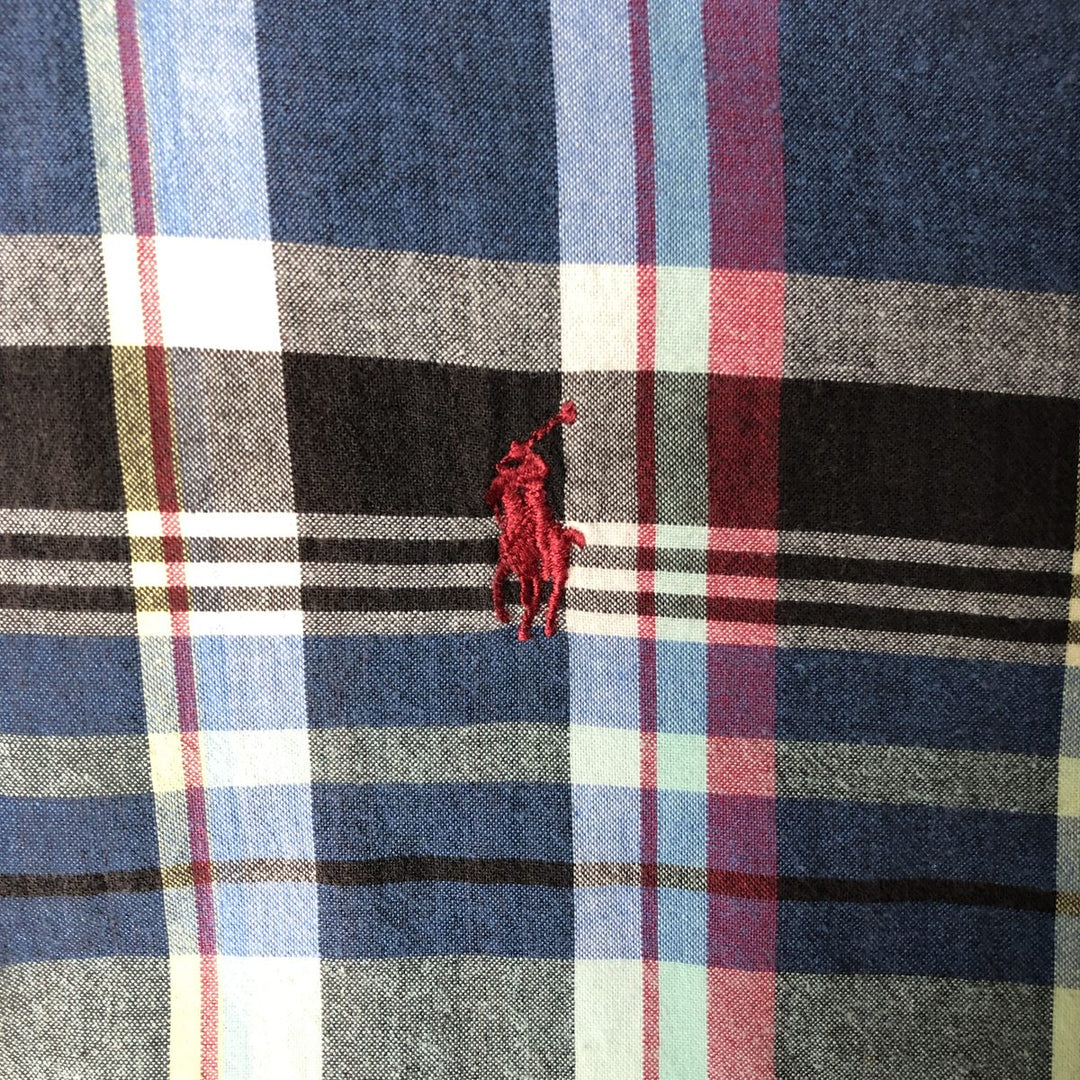 Ralph Lauren BLAKE short sleeve button down check shirt, men's size L cotton blue type Vintage Second Hand