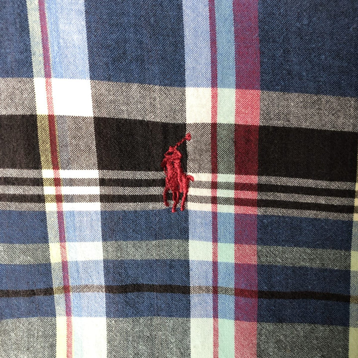 Ralph Lauren BLAKE short sleeve button down check shirt, men's size L cotton blue type Vintage Second Hand