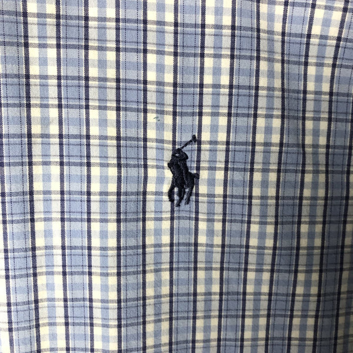 Ralph Lauren BLAKE short sleeve button down check shirt, men's size L cotton Blue type light blue Vintage Second Hand