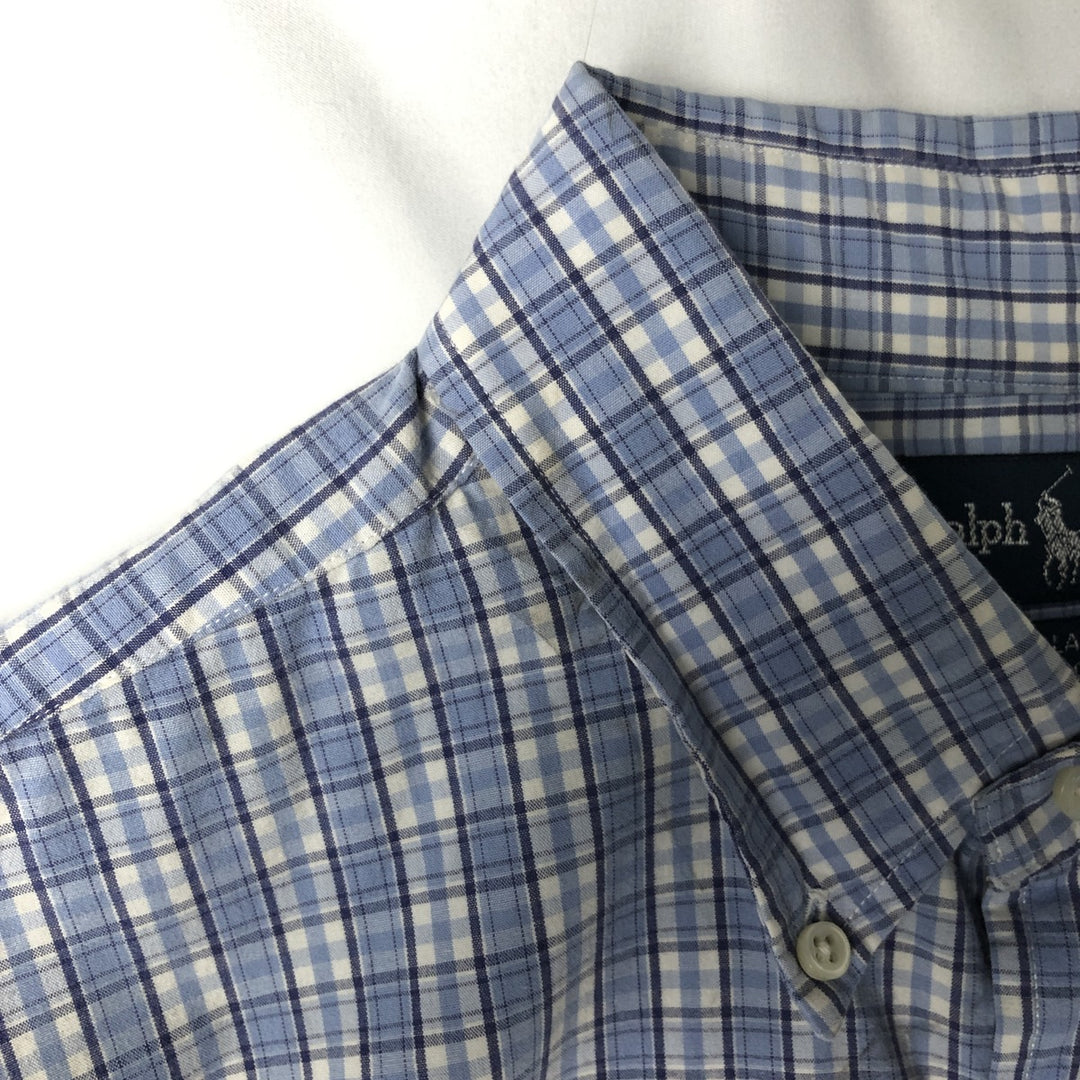 Ralph Lauren BLAKE short sleeve button down check shirt, men's size L cotton Blue type light blue Vintage Second Hand