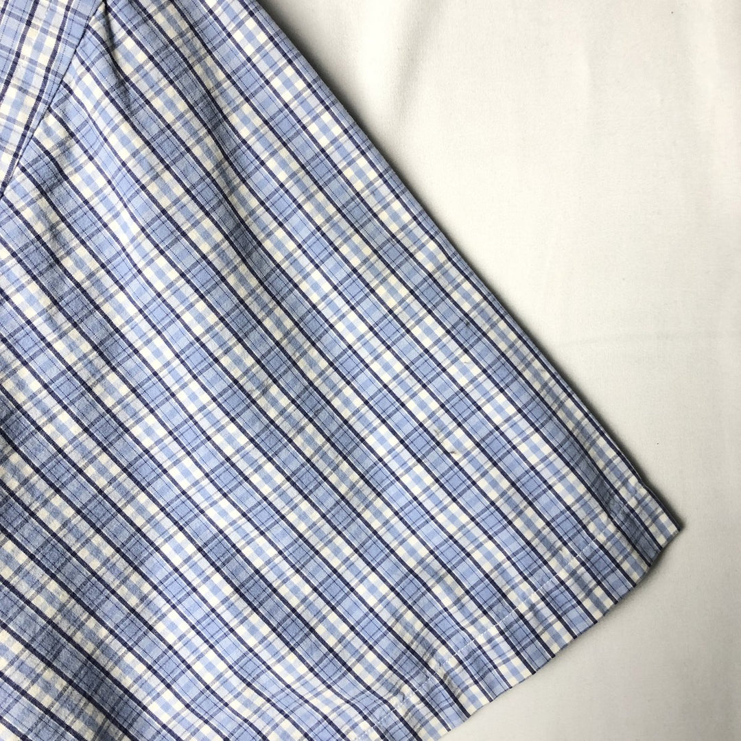 Ralph Lauren BLAKE short sleeve button down check shirt, men's size L cotton Blue type light blue Vintage Second Hand