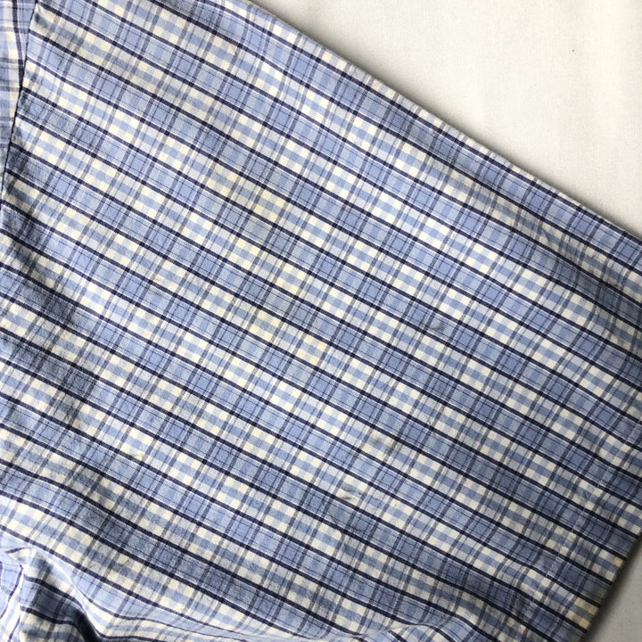 Ralph Lauren BLAKE short sleeve button down check shirt, men's size L cotton Blue type light blue Vintage Second Hand