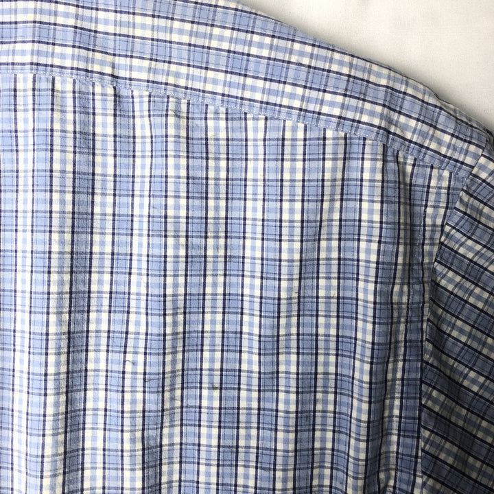 Ralph Lauren BLAKE short sleeve button down check shirt, men's size L cotton Blue type light blue Vintage Second Hand