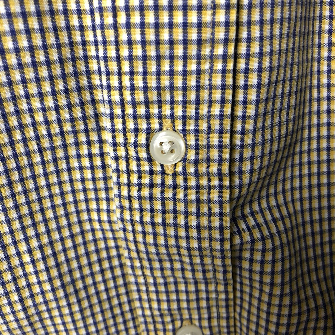 Ralph Lauren BLAIRE short sleeve button down check shirt, men's size L cotton yellow type Vintage Second Hand