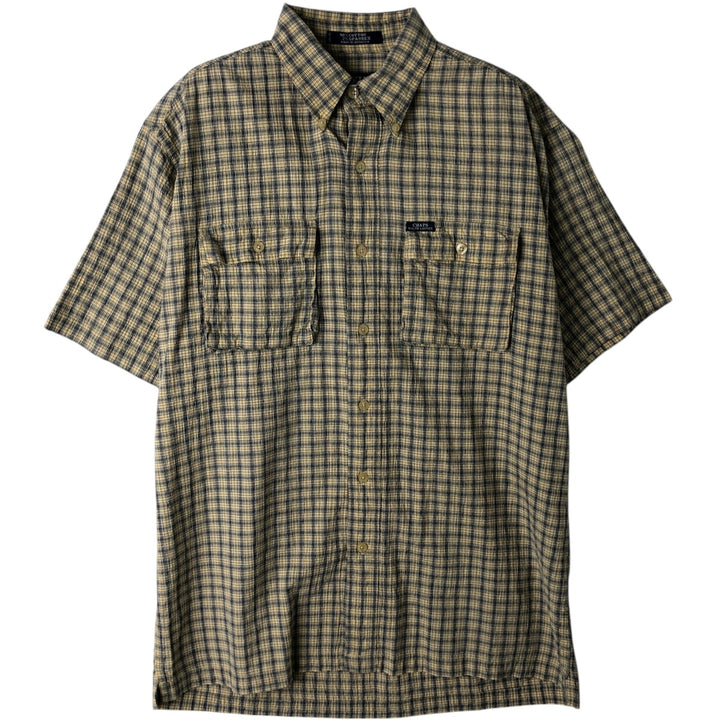Ralph Lauren CHAPS short sleeve button down check shirt men's size M cotton Beige type Vintage Second Hand