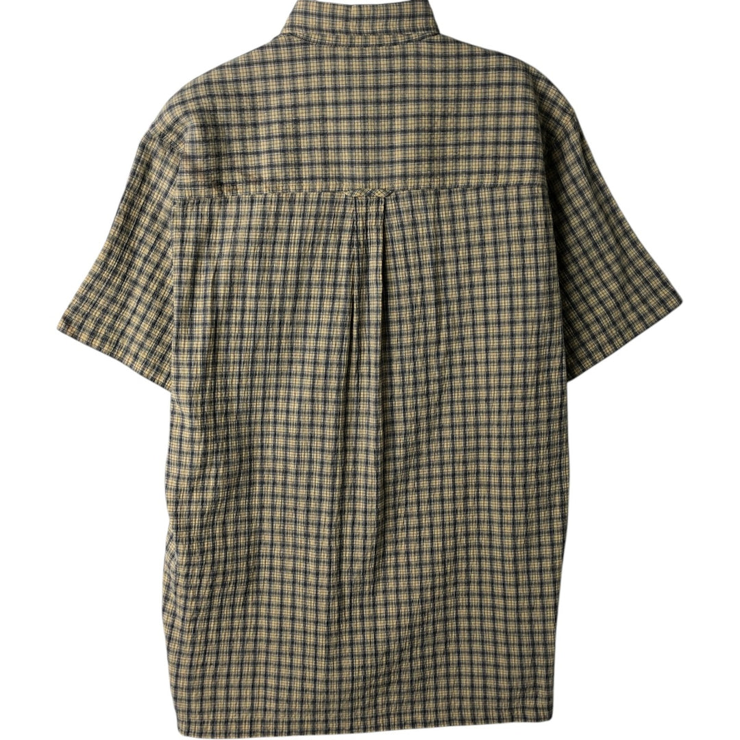 Ralph Lauren CHAPS short sleeve button down check shirt men's size M cotton Beige type Vintage Second Hand