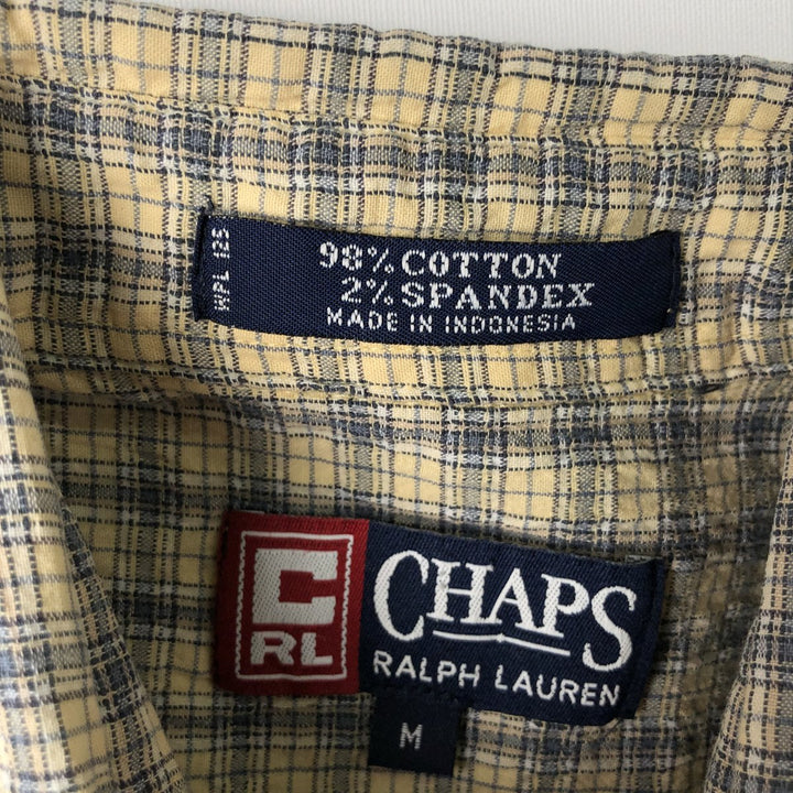 Ralph Lauren CHAPS short sleeve button down check shirt men's size M cotton Beige type Vintage Second Hand