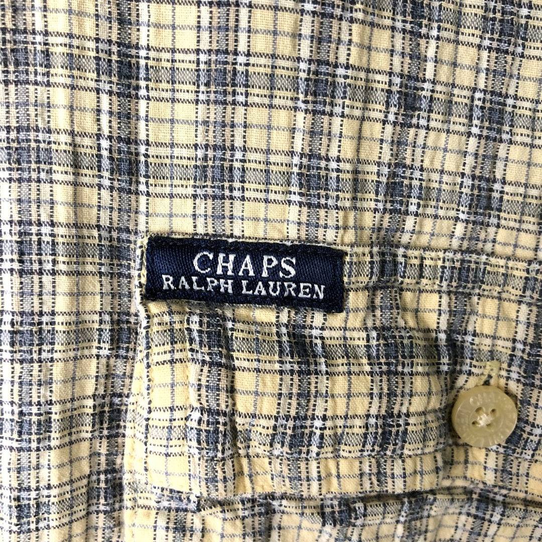 Ralph Lauren CHAPS short sleeve button down check shirt men's size M cotton Beige type Vintage Second Hand