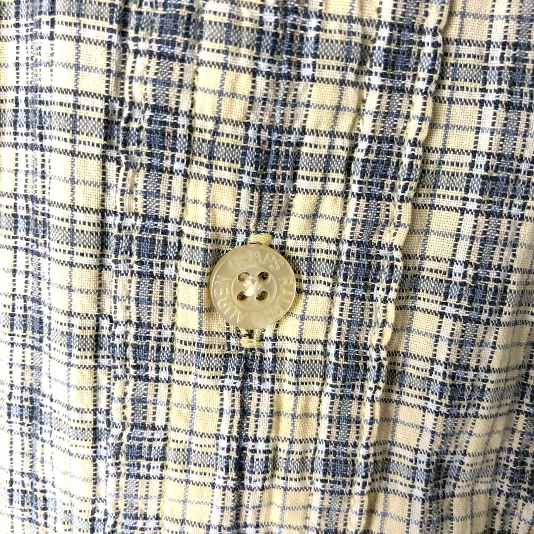 Ralph Lauren CHAPS short sleeve button down check shirt men's size M cotton Beige type Vintage Second Hand