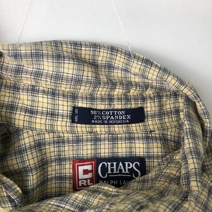Ralph Lauren CHAPS short sleeve button down check shirt men's size M cotton Beige type Vintage Second Hand